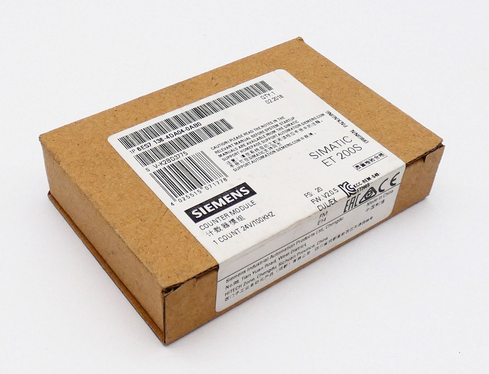 Siemens SIMATIC ET 200S 6ES7138-4DA04-0AB0 FS:20 V2.0.5 Counter Module -sealed-