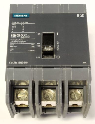 SIEMENS BQD340 3 Pole 40 AMP Type BQD Circuit Breaker