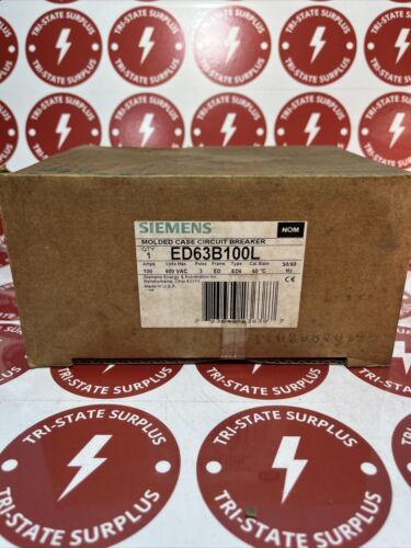 ED63B100L NEW IN BOX Siemens 100 Amp 3 Pole 600 Volt Molded Case Circuit Breaker