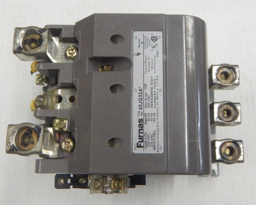 FURNAS / Siemens 40JG32A* CONTACTOR 135 AMP 3Ø 480V COIL USED