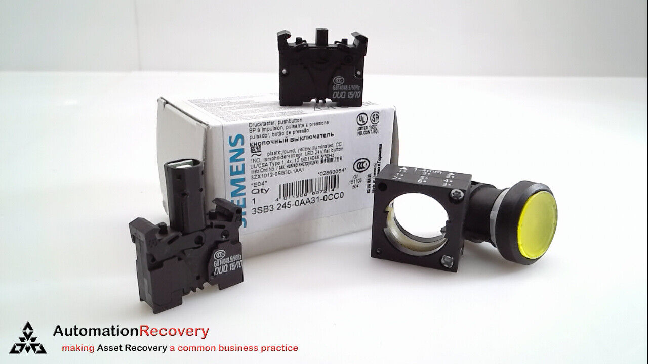 SIEMENS 3SB3 245-0AA31-0CC00 YELLOW MOMENTARY PUSH BUTTON, NEW #276815