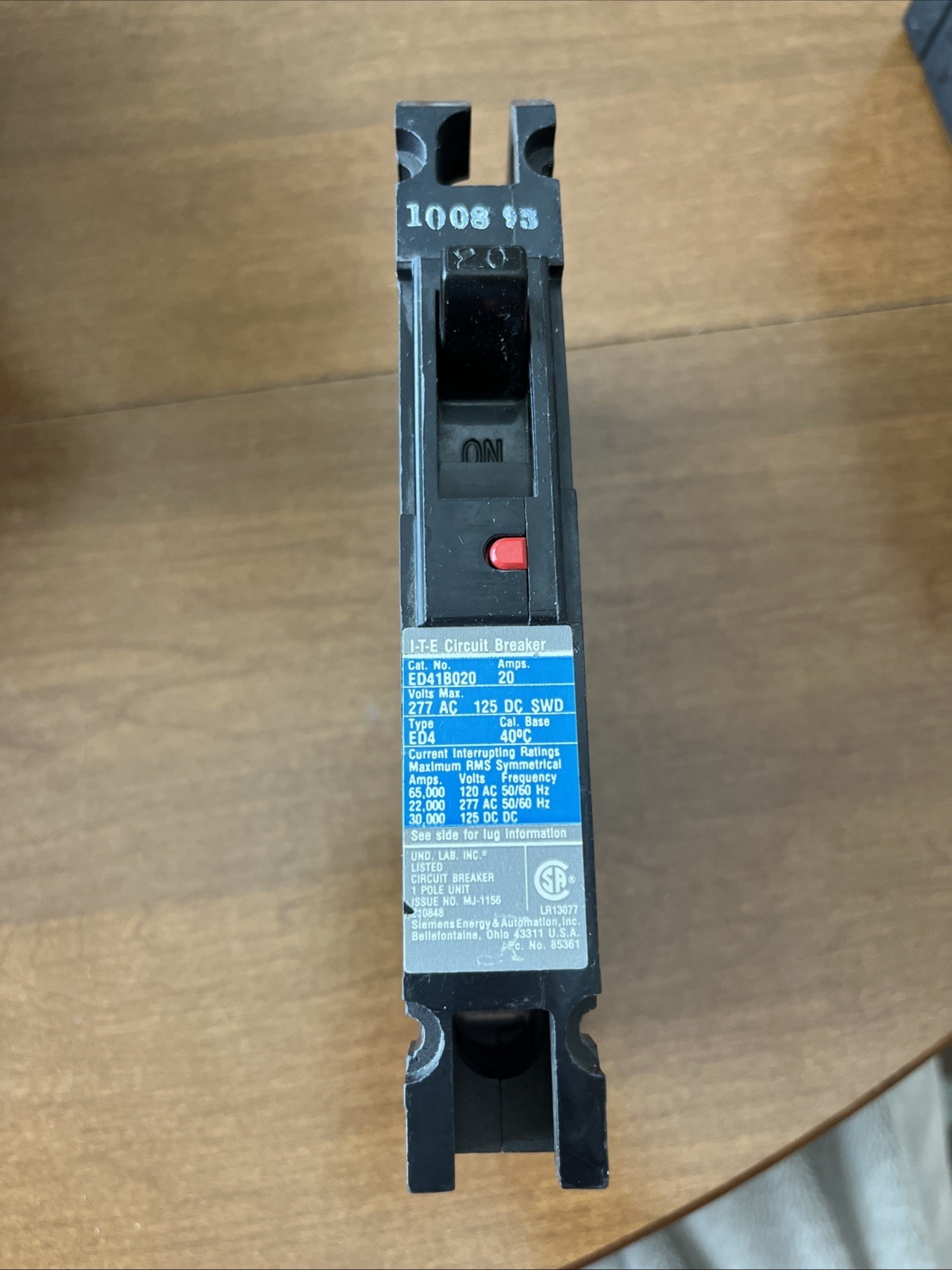 🔥ITE Siemens ED41B020, 277V/20A Circuit Breaker- Used Free Shipping🇱🇷