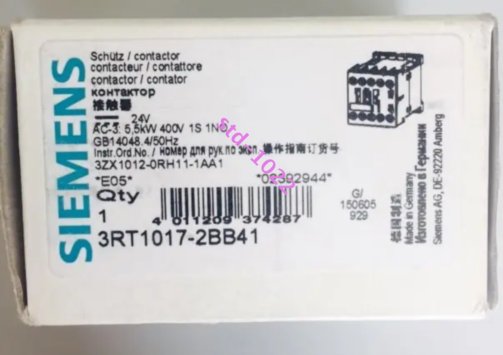 NEW 3RT1017-1BB41 NEW SIEMENS 3RT1017 1BB41 Contactor spot stocks 1pc