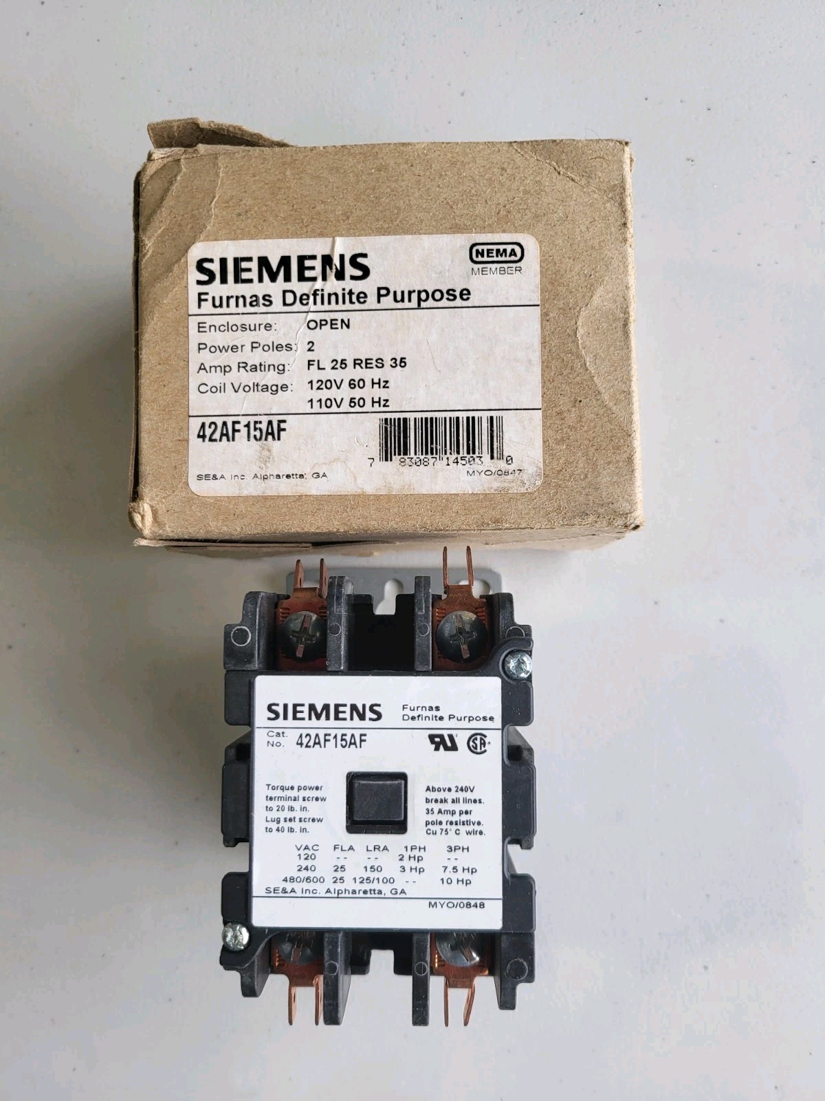 Siemens 42AF15AF  Furnace Definite Purpose  New Open Box 