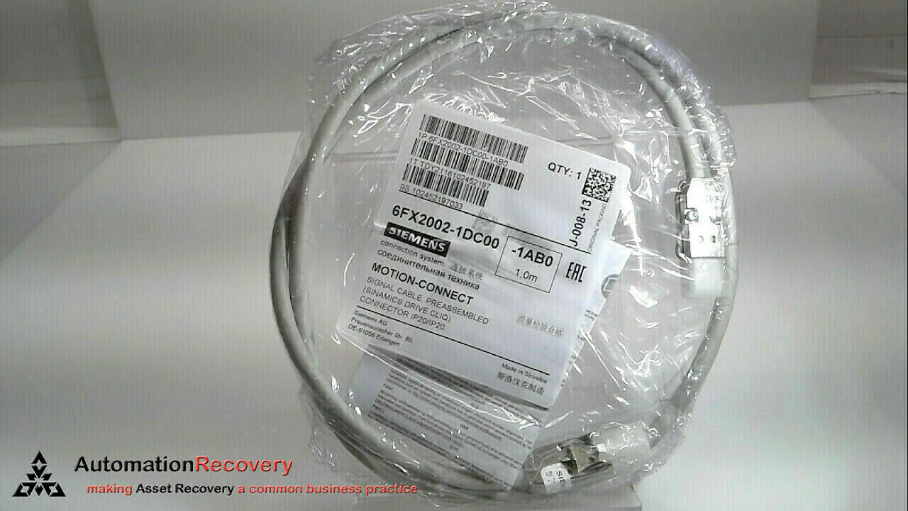 SIEMENS 6FX2002-1DC00-1AB0, PRE-ASSEMBLED SIGNAL CABLE, D-CLIQ 1 METER,  #275624