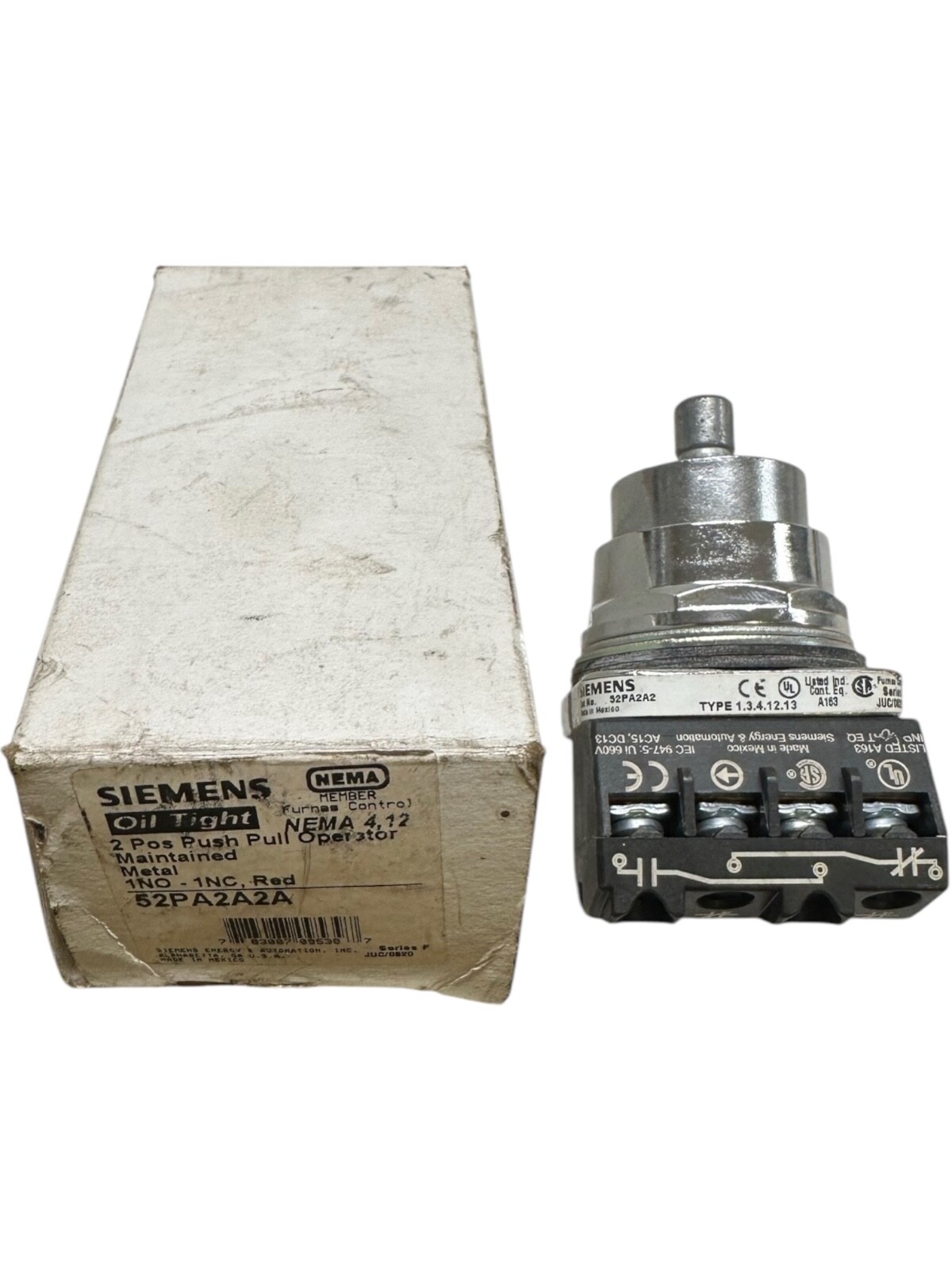 Siemens 52PA2A2A, 2 Pos Push Pull Operator Button (MISSING TOP BUTTON) **SALE**