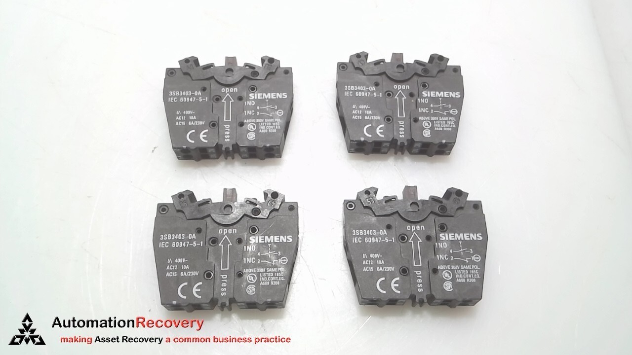SIEMENS 3SB3403-0A - CONTACT BLOCK W/ 2 CONTACTS, SEE DESC #319429