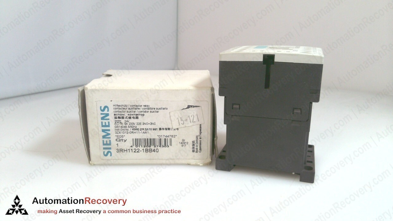 SIEMENS 3RH1122-1BB40, SIRUS CONTACTOR RELAY, NEW #334335