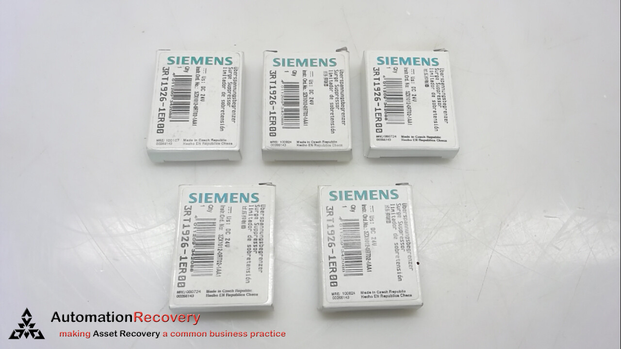 SIEMENS 3RT1926-1ER00, SURGE SUPPRESSOR; 24V DC, SEE DESC #272294