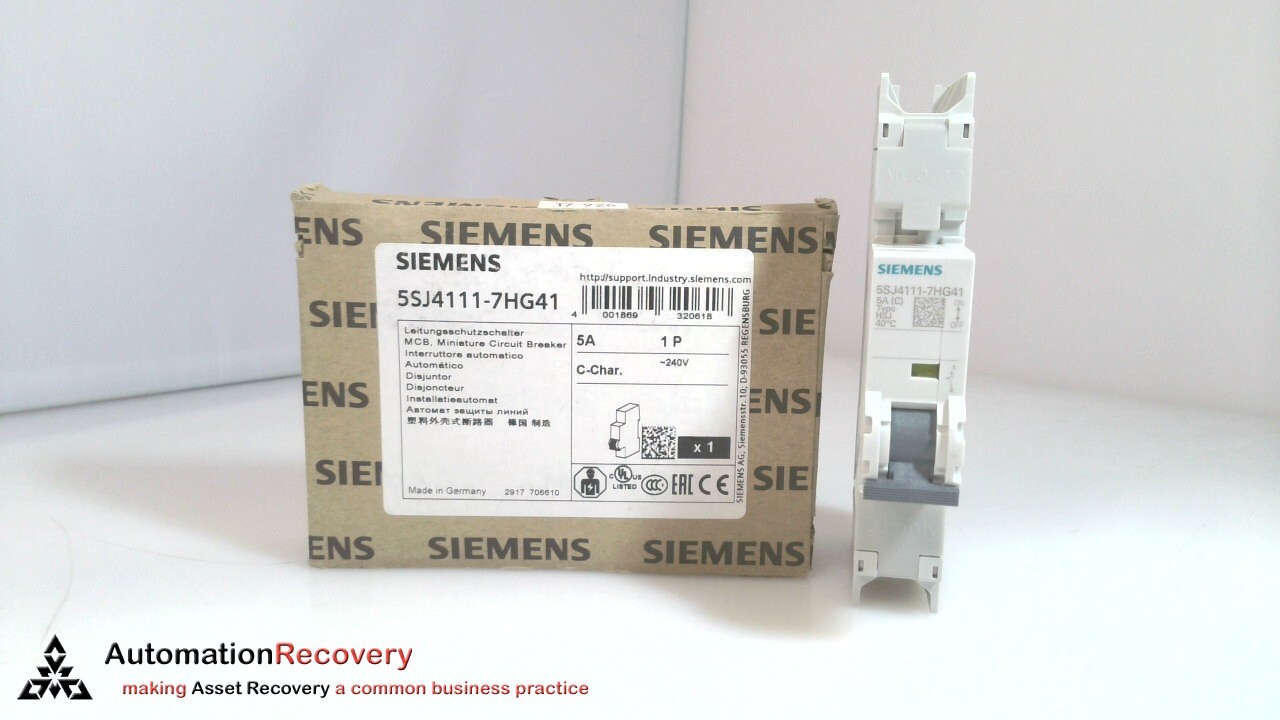 SIEMENS 5SJ4111-7HG41, MINIATURE CIRCUIT BREAKER, 1 POLE, 5 AMP,, NEW #326850