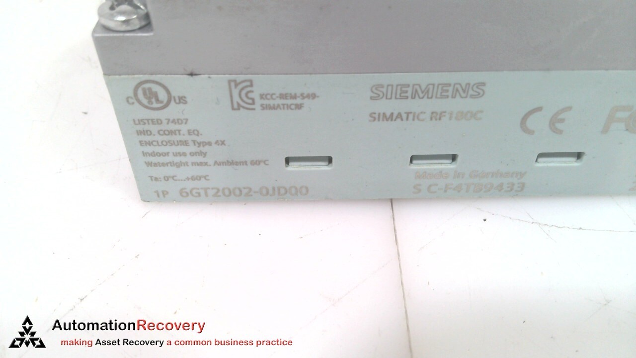 SIEMENS 6GT2002-0JD00, RFID RF180C COMMUNICATION MODULE, SEE DESC #324371