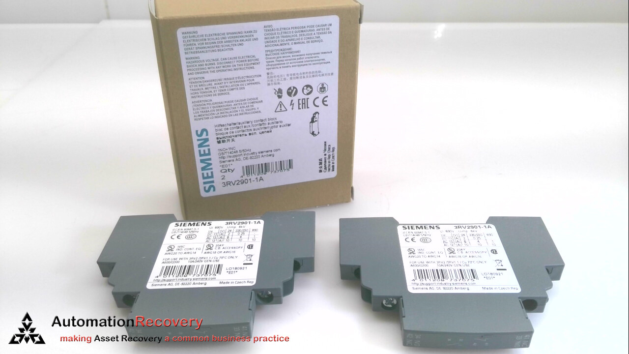 SIEMENS 3RV2901-1A, SIRUS LATERAL AUXILIARY SWITCH, SEE DESC #315153