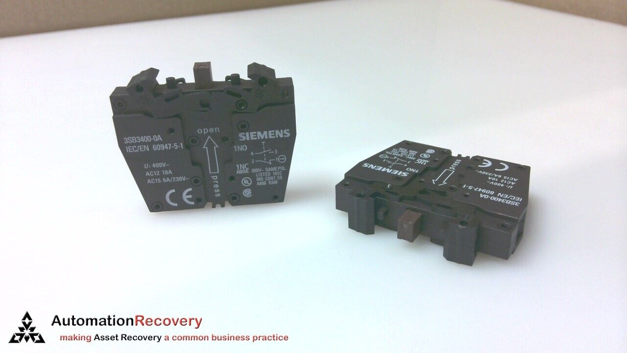 SIEMENS 3SB3400-0A , CONTACT BLOCK W/ 2 CONTACT ELEMENTS, SEE DESC #316960