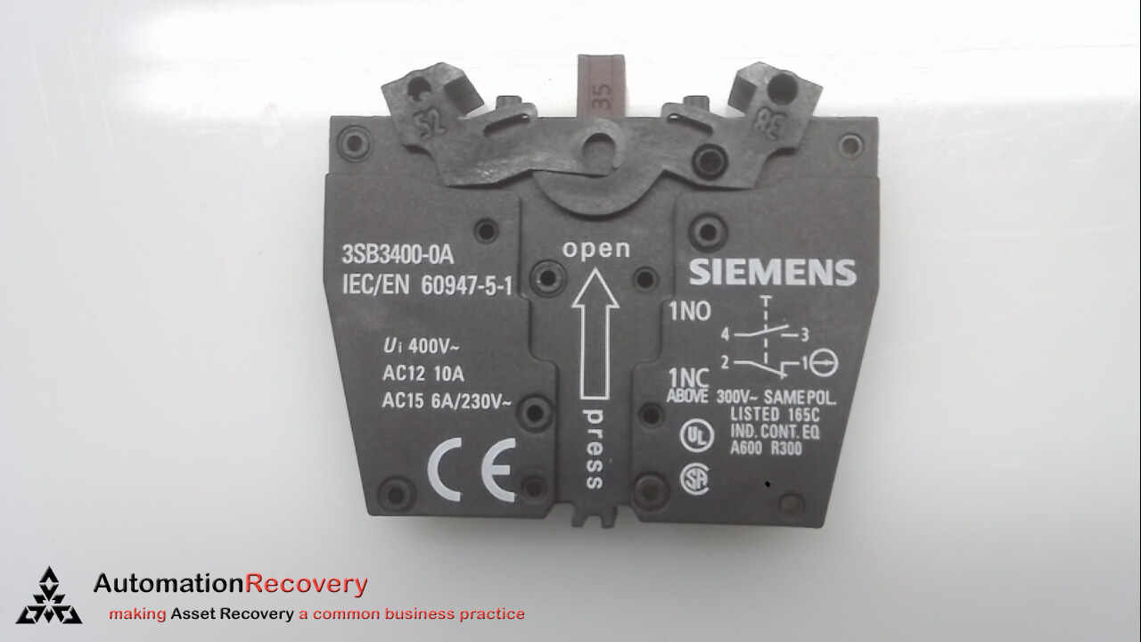 SIEMENS 3SB3400-0A, CONTACT BLOCK W/ 2 CONTACT ELEMENTS, NEW* #315429