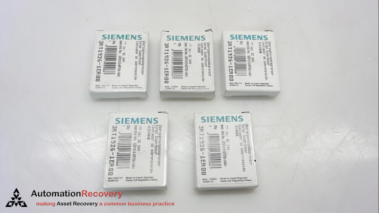 SIEMENS 3RT1926-1ER00, SURGE SUPPRESSOR; 24V DC, SEE DESC #272294