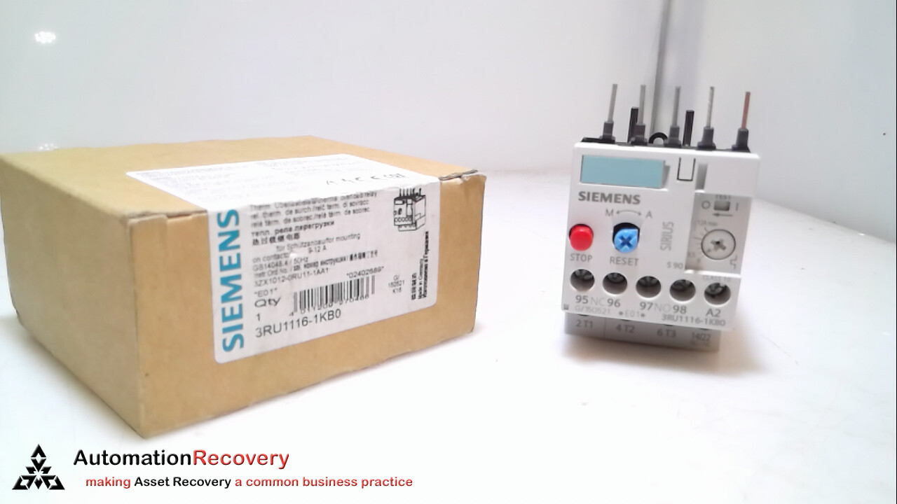 SIEMENS 3RU1116-1KB0, OVERLOAD RELAY,  CONTACT CURRENT RATING: 12A, NEW #284587