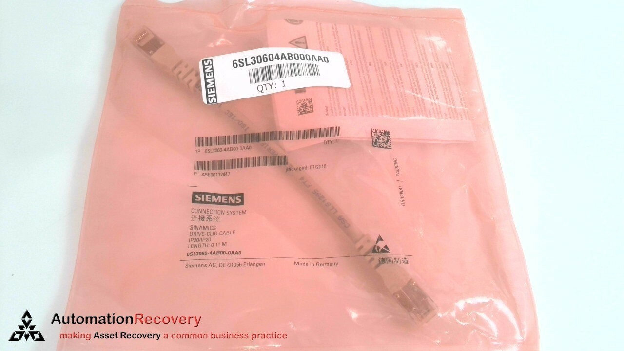 SIEMENS 6SL3060-4AB00-0AA0, SINAMICS DRIVE-CLIQ CABLE, NEW #323634