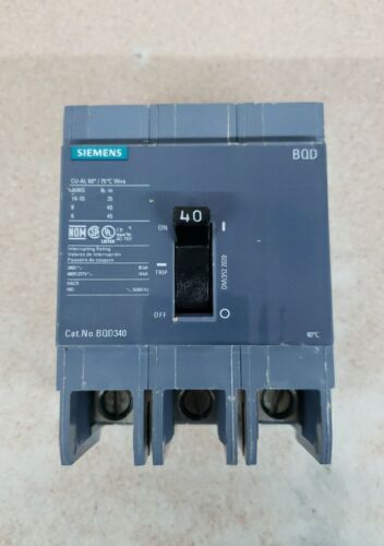Siemens BQD340 3 Pole 40Amp, 480V Circuit Breaker - Grey