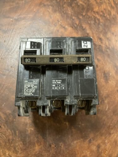 Siemens 3 Pole 80 Amp 240V Q380 Plug in Circuit Breaker Type QP