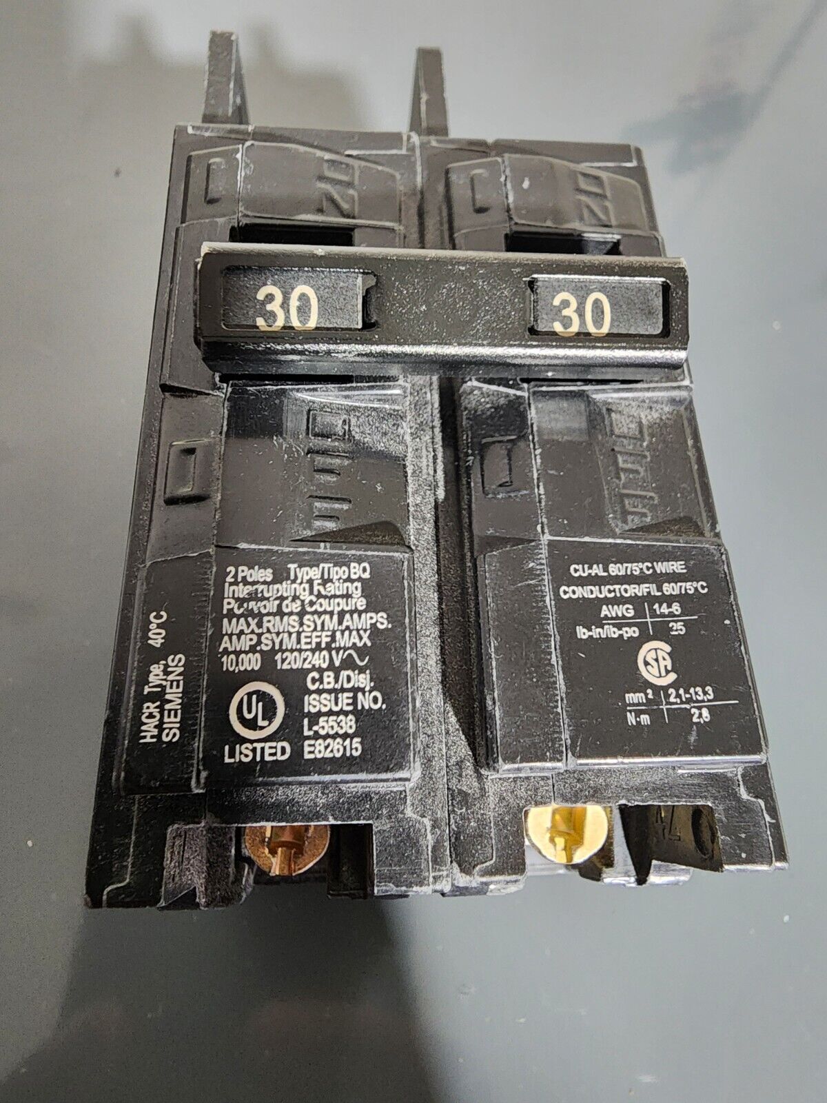 Siemens BQ2B030-30 Amp 2 Pole Breaker BQ Series Bolt On Breaker