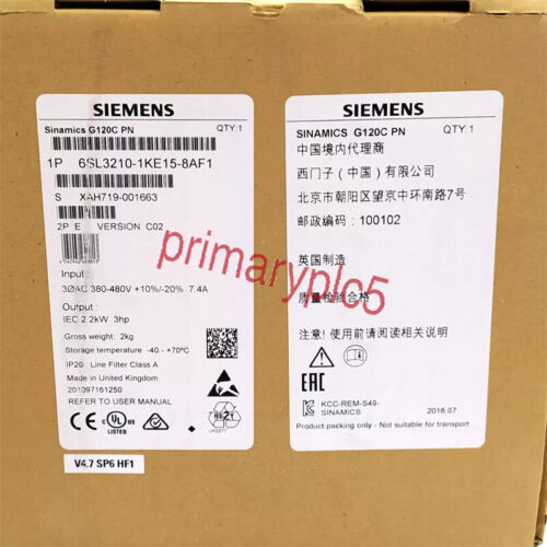 New Siemens 6SL3 210-1KE15-8AF1 6SL3210-1KE15-8AF1 In Box Expedited Shipping