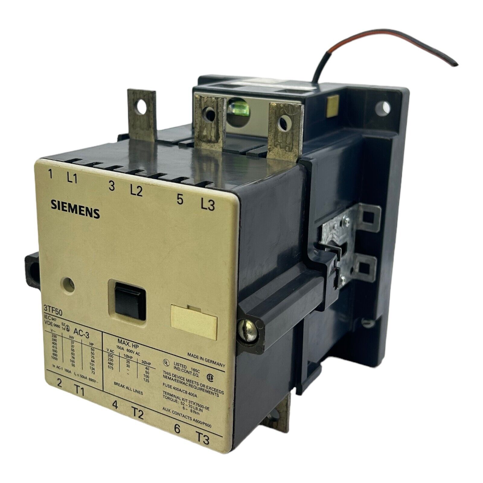 Siemens 3TF5022-0DB4 Power Contactor 150A 600V AC 24V DC
