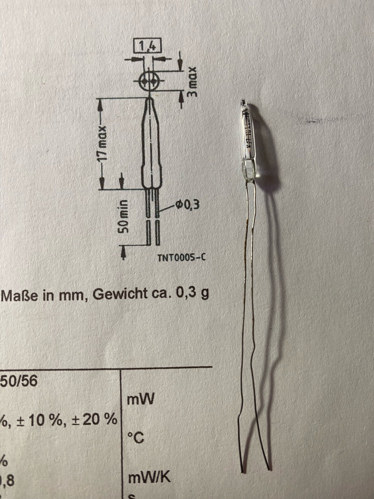 1 pcs  K17 10k Glasumhüllte Heißleiter Glass-Encapsulated Thermistor SIEMENS NTC