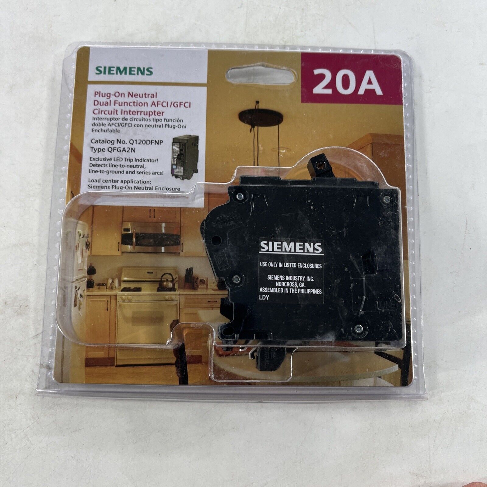 Siemens Dual Function Circuit Breaker Plug-On 120V 20A Black Q120DFNP