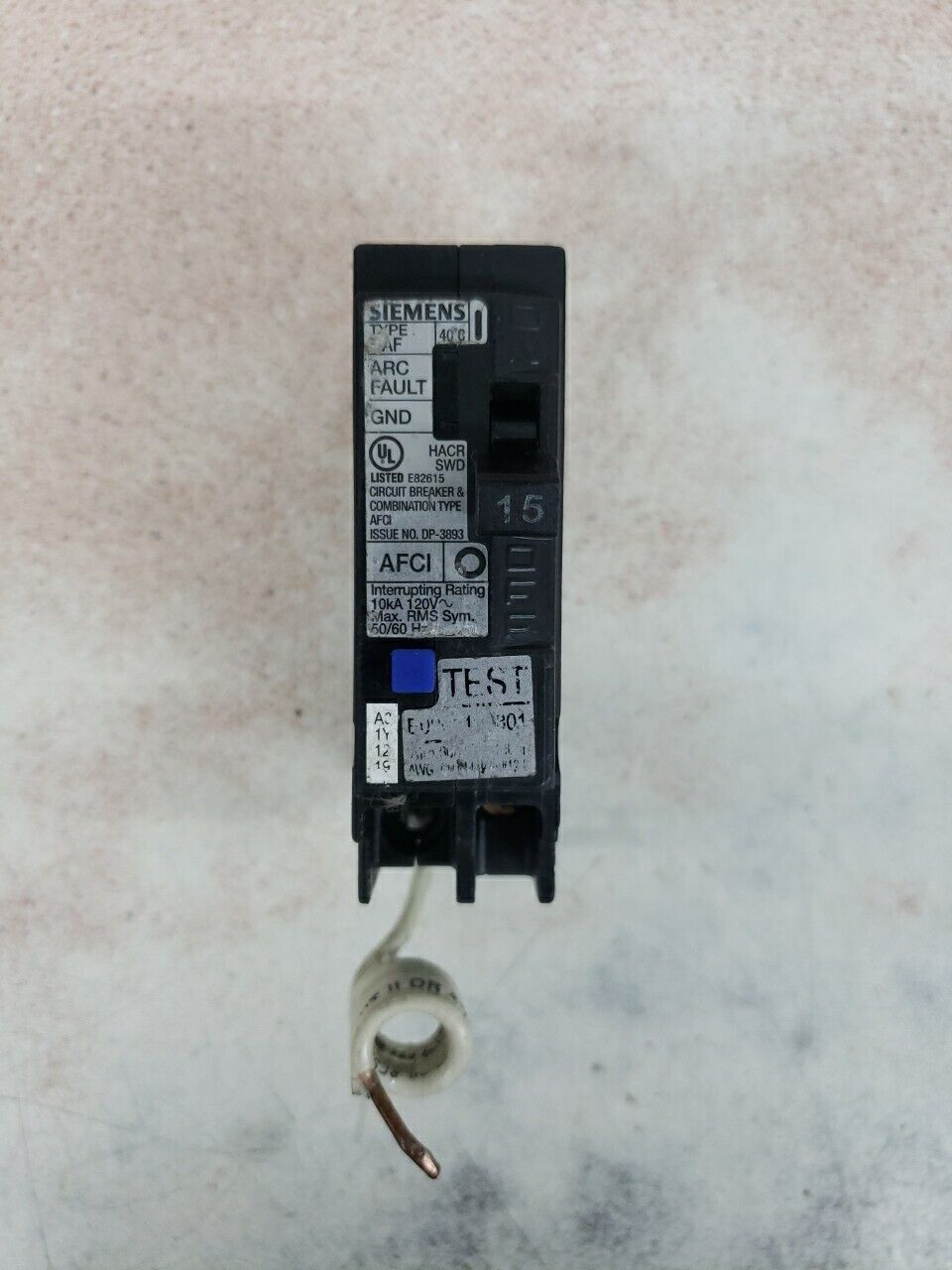 Siemens Q115AFC 15 Amp 1 Pole 120 Volt Circuit Breaker