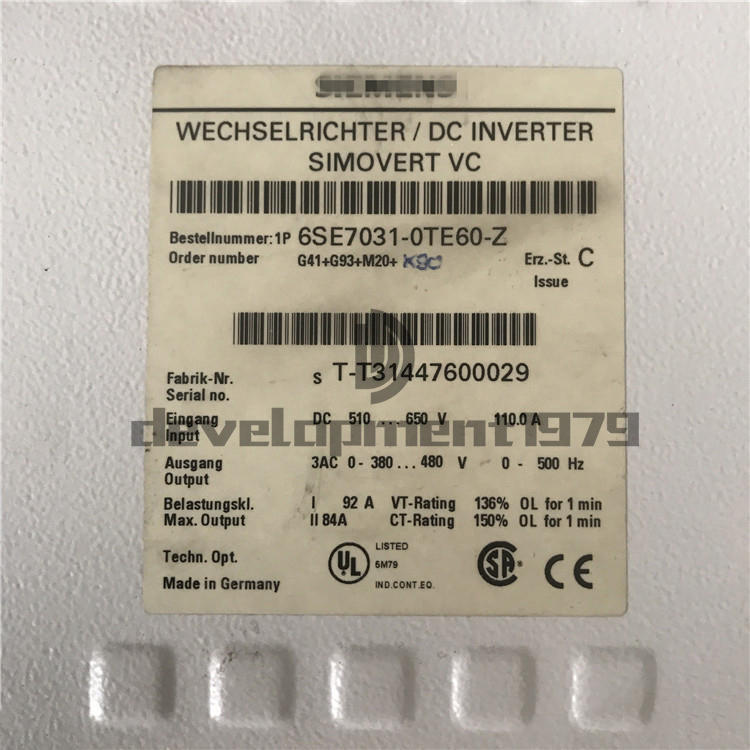 1X used Siemens 6SE7031-0TE60-Z TESTED