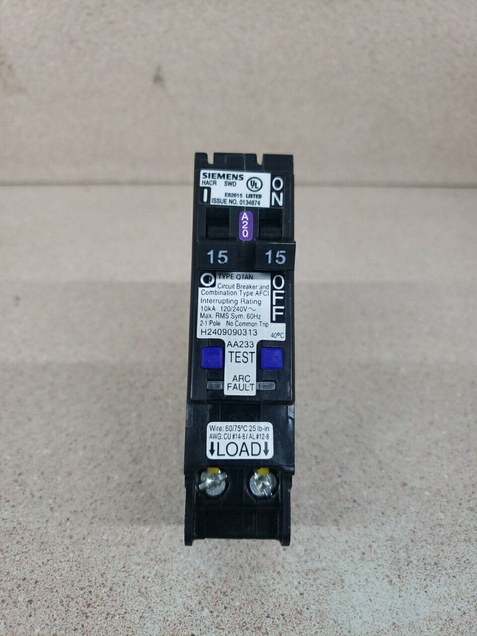 1) New Take Out! SIEMENS Q1515AFCN TANDEM 15 AMP Arc Fault Circuit Breaker