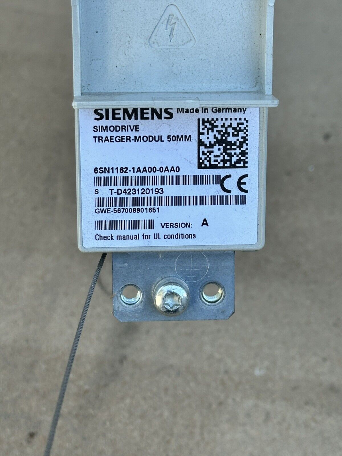 SIEMENS SIMODRIVE TRAEGER MODULE 50MM 6SN1162-1AA00-0AA0 AS IS