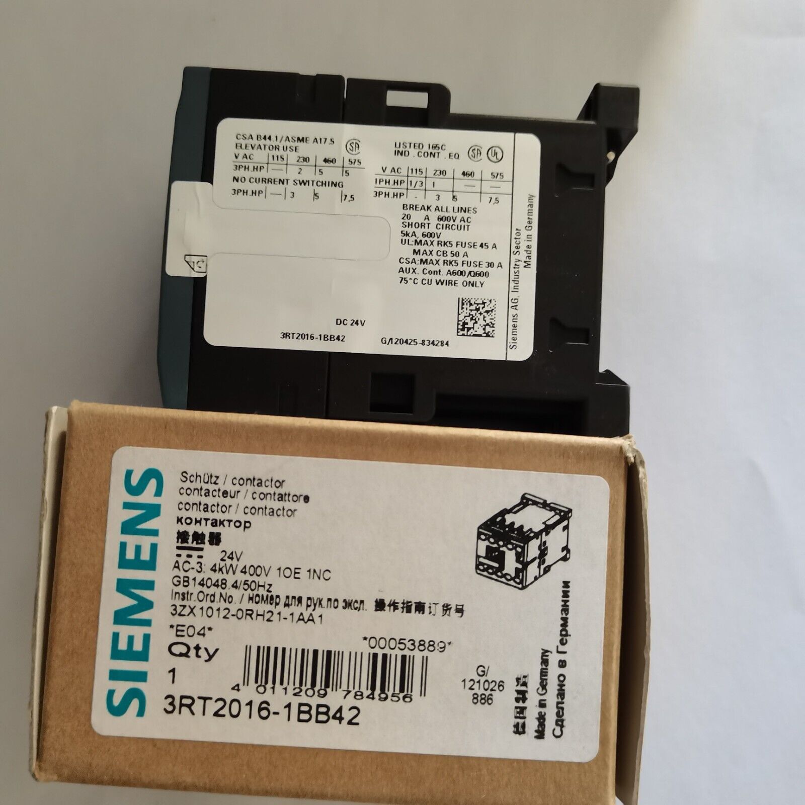 1PC Siemens 3RT2016-1BB42 3RT20161BB42 Contactor New Expedited Shipping