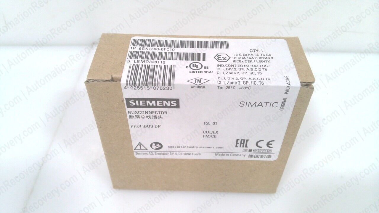 SIEMENS 6GK1500-0FC10, SIMATIC BUS CONNECTOR, PROFIBUS FC RS 485, NEW #332101