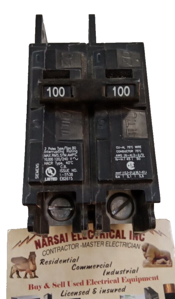 Siemens/BREAKER/BQ2B100L/100A/2P/120/240VAC/Lug In/Lug Out/USE(L219