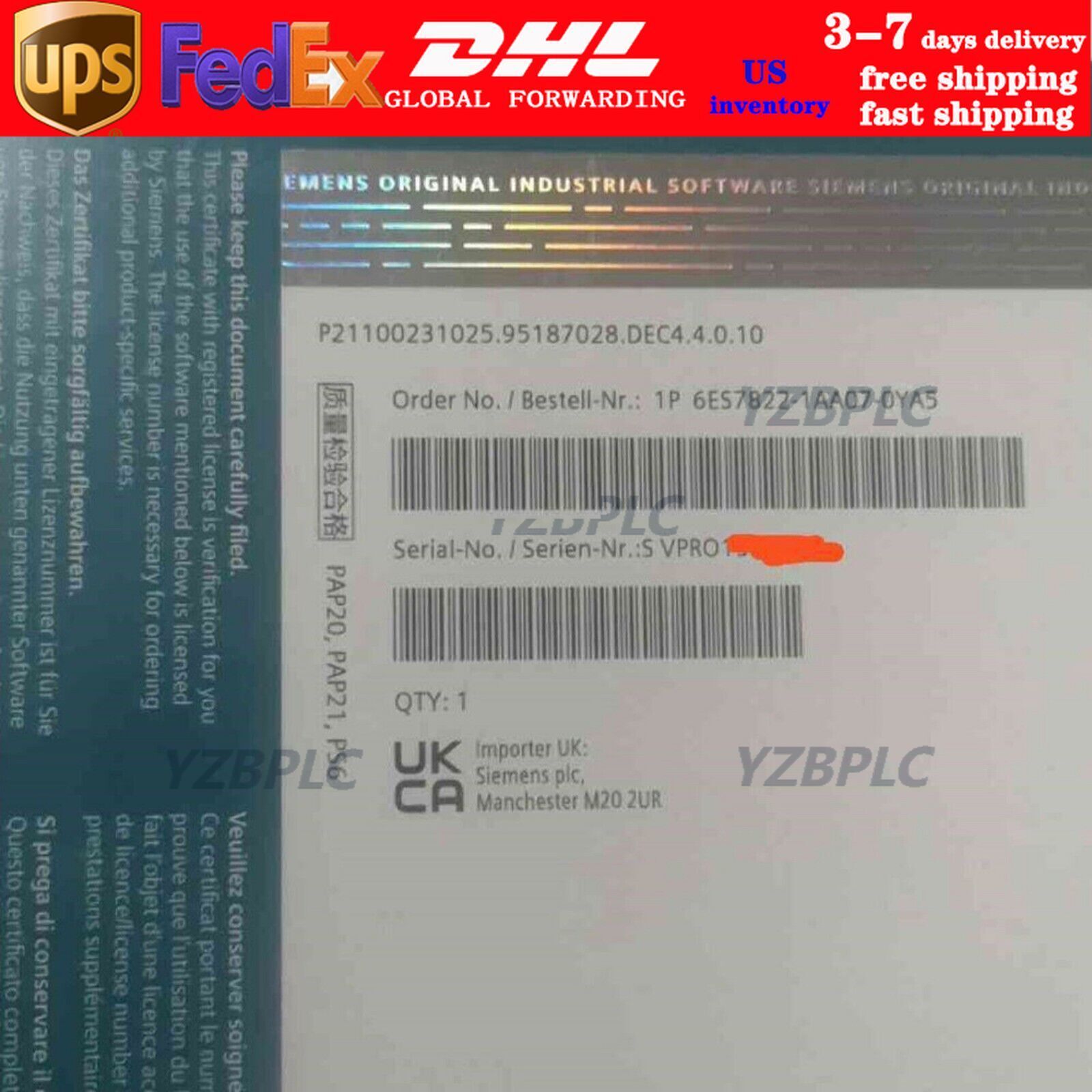 New Siemens 6ES7822-1AA07-0YA5 STEP 7 Professional V17 6ES7 822-1AA07-0YA5