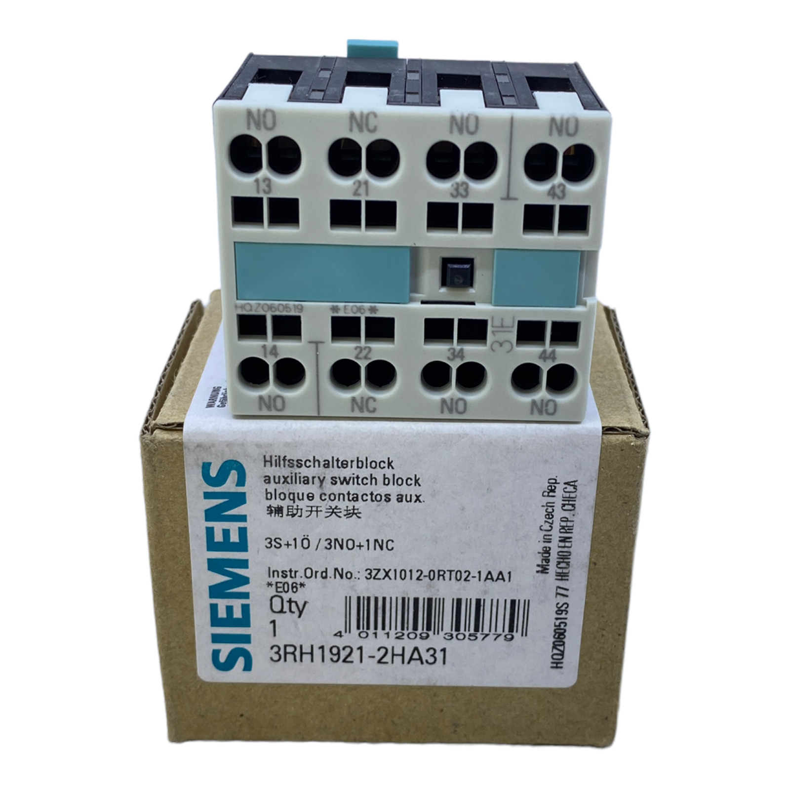 Siemens 3RH1921-2HA31 Auxiliary Switch Block for Industrial Use 4 Pole 10A 240V 3