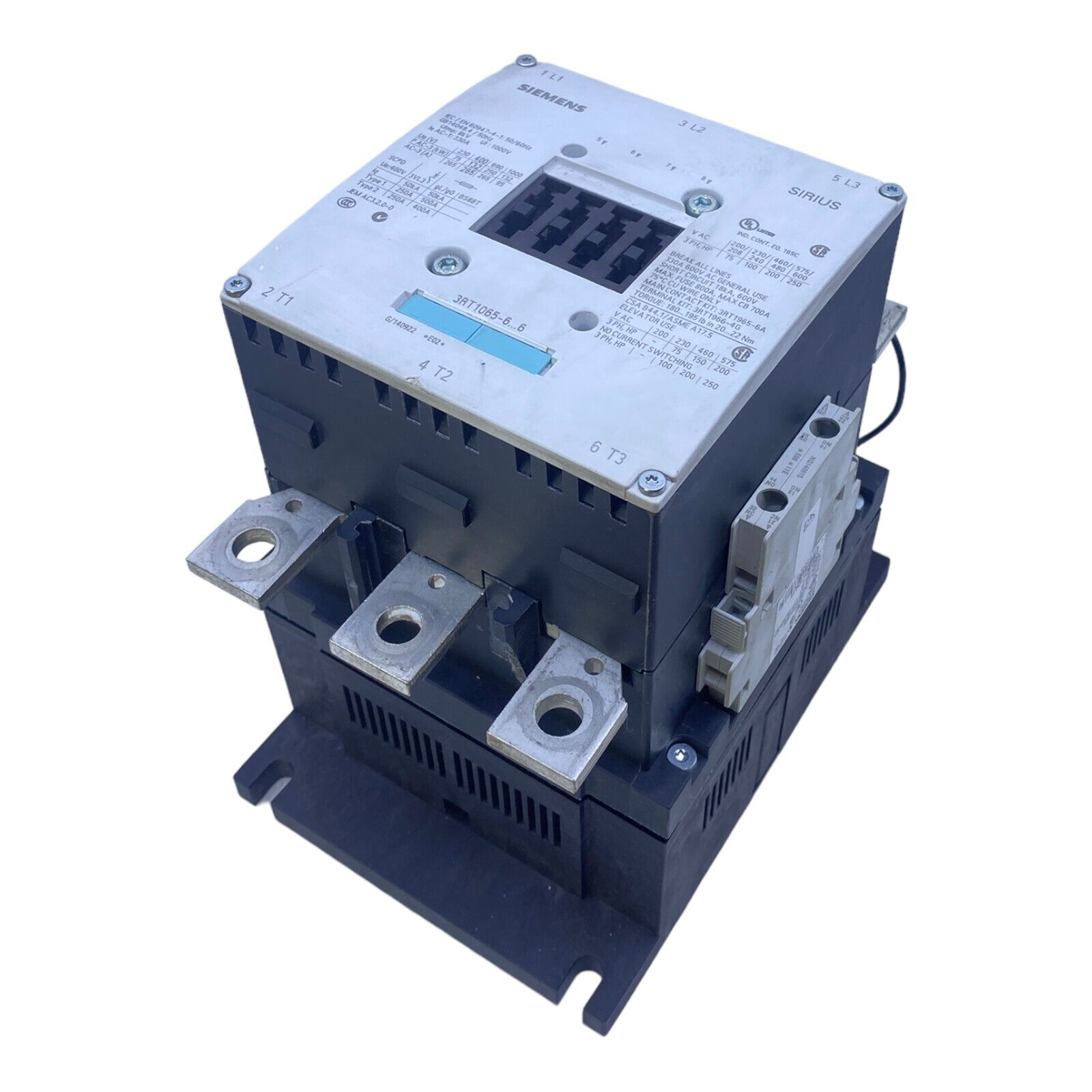 Siemens 3RT1065-6AP36 Power Contactor 265A 132kW 400V AC 50-60Hz 220-240V DC