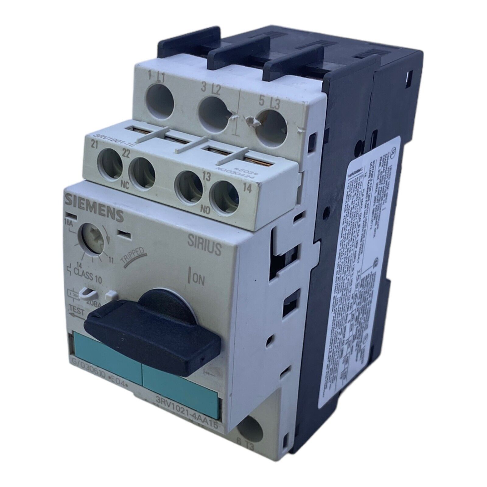 Siemens 3RV1021-4AA15 Circuit Breaker 9.25W 240V AC 100kA