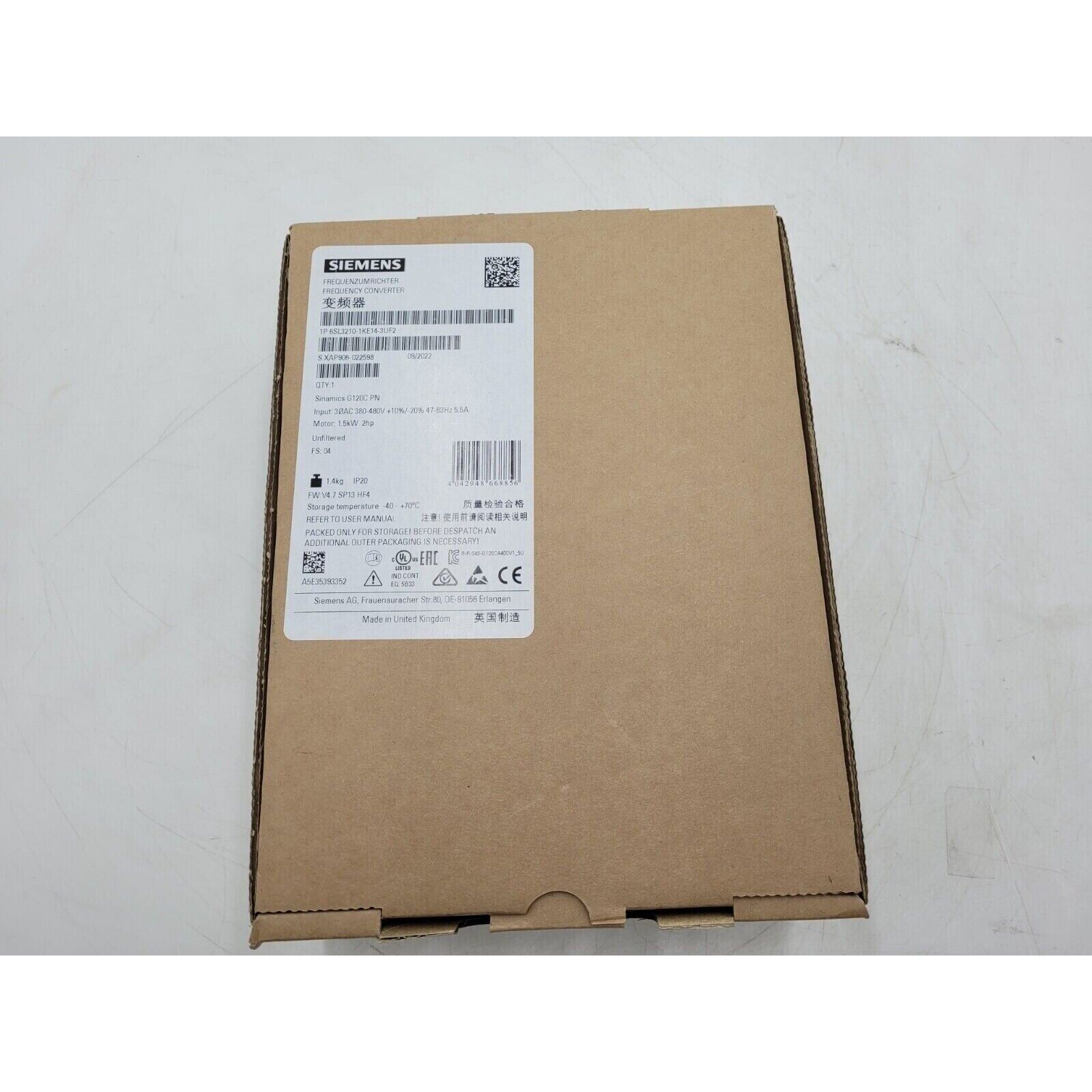 NEW Siemens 6SL3210-1KE14-3UF2 6SL3 210-1KE14-3UF2 G120C Compact Converters