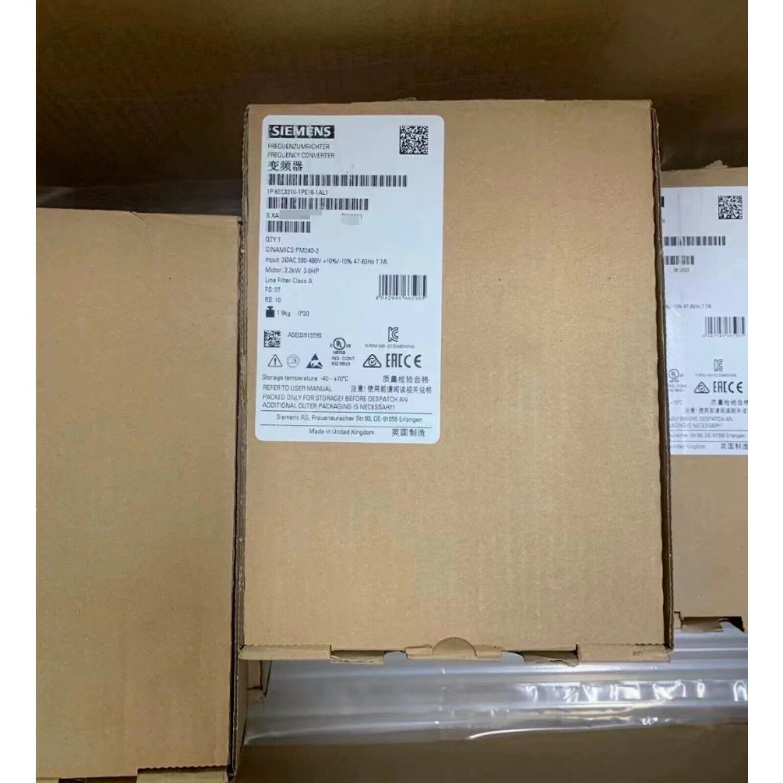 NEW Siemens 6SL3210-1PE16-1AL1 6SL3 210-1PE16-1AL1 SINAMICS PM240-2 with Filter