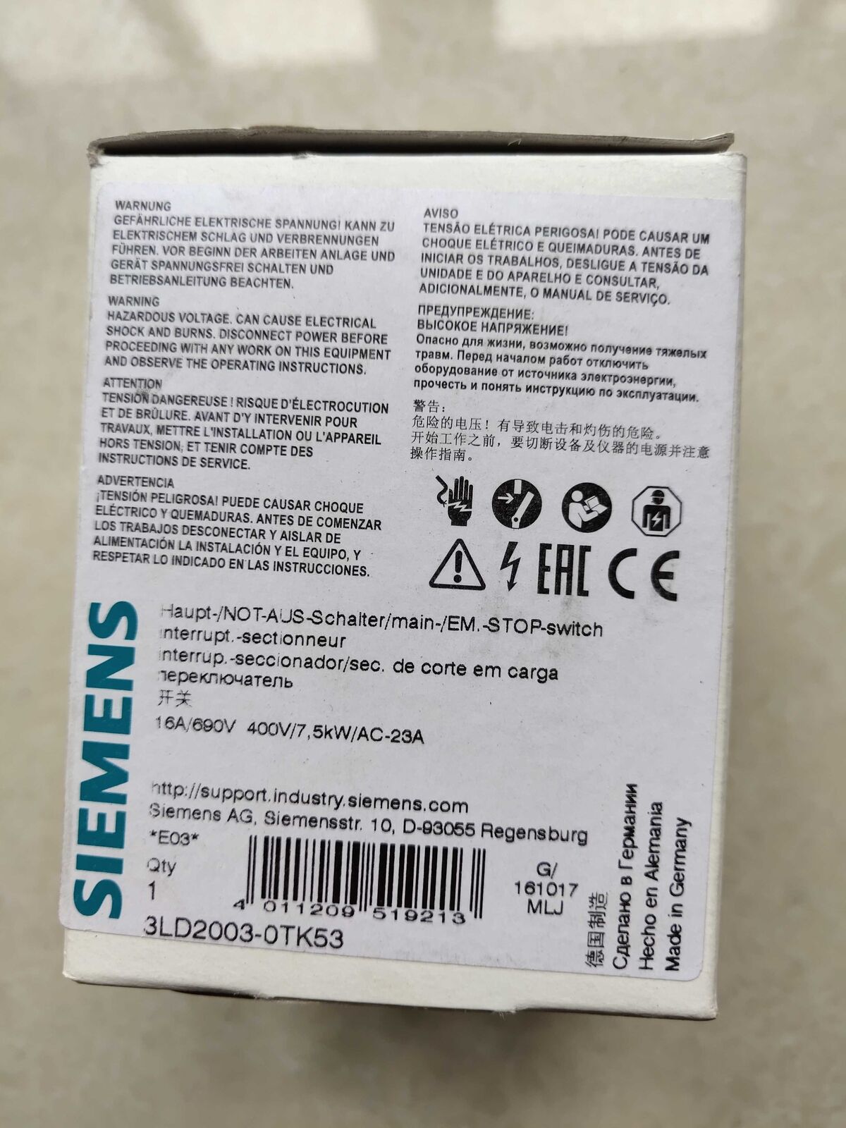1PC New Siemens 3LD2003-0TK53 Power Switch 3LD20030TK53 Free Shipping