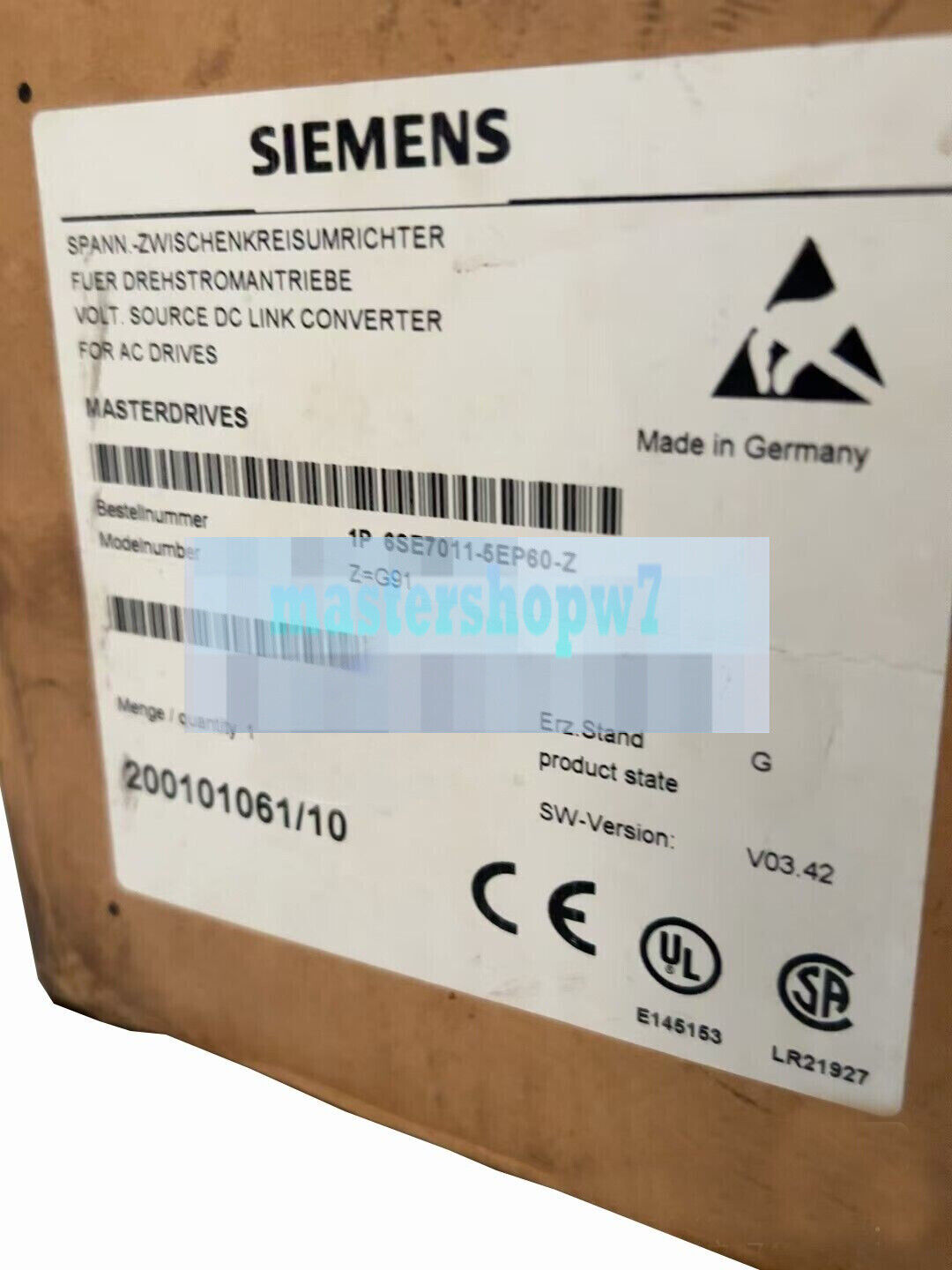 6SE7011-5EP60-Z NEW SIEMENS 6SE7 011-5EP60-Z Z=G91 CONTROL INVERTER COMPACT