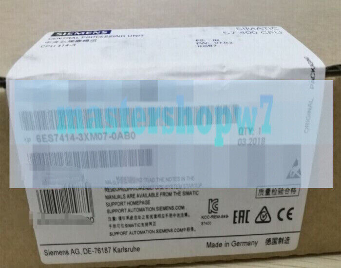 6ES7 414-3XM07-0AB0 NEW SIEMENS  6ES7414-3XM07-0AB0 SIMATIC S7-400 CPU 414-3 CPU