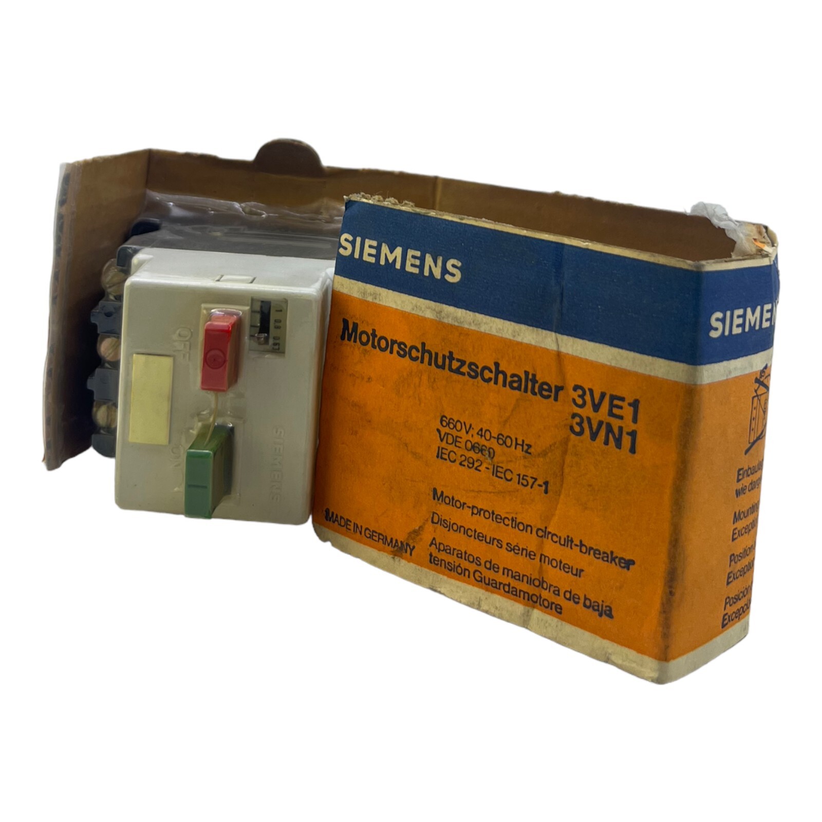 Siemens 3VE1010-2F Motor Protection Switch 300V 40-60Hz 0.63-1A 3-Pole