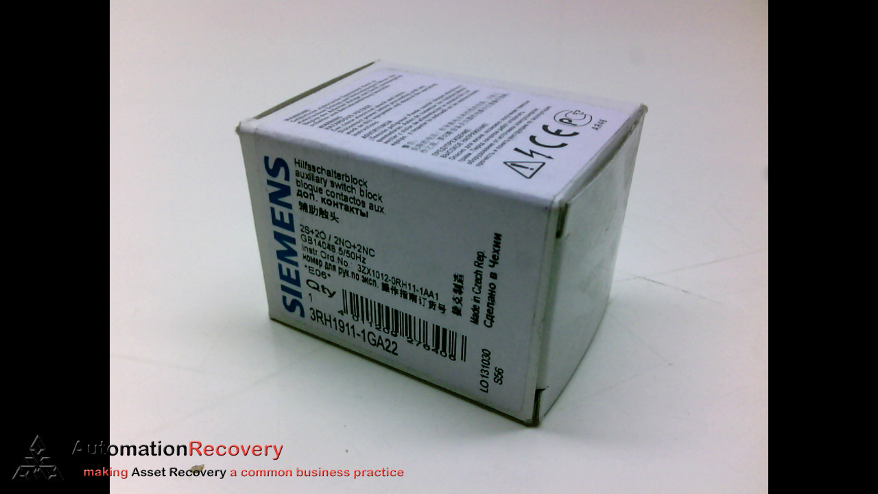 SIEMENS 3RH1911-1GA22, SIRIUS AUXILIARY SWITCH CONTACT BLOCK, NEW #244420