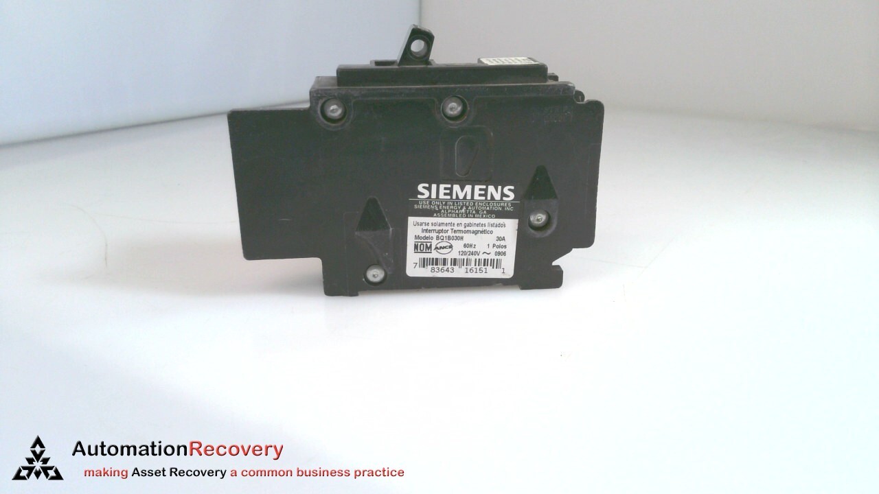 SIEMENS BQ1B030H, MINIATURE CIRCUIT BREAKER:30 A AMPS, 120V AC, 1-POLE,  #327022