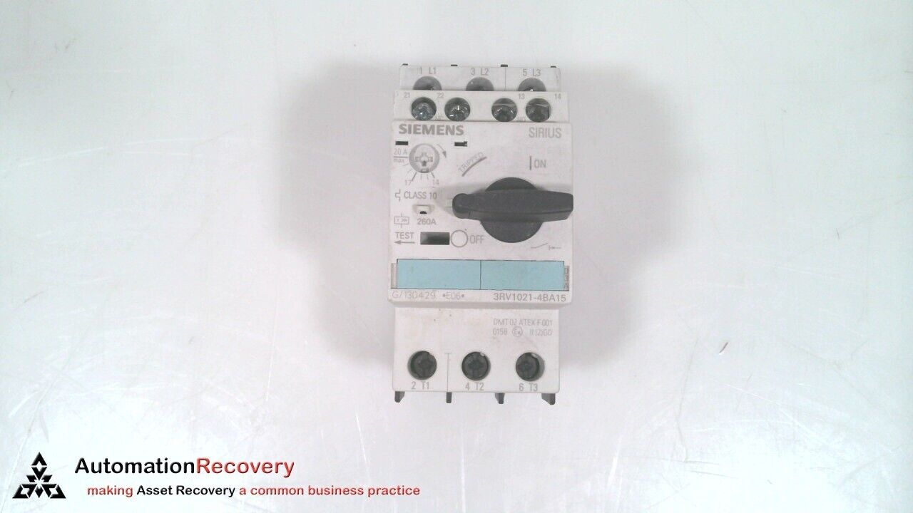 SIEMENS 3RV1021-4BA15, CIRCUIT BREAKER, 14-20 A, 3 POLE, 600 V #261089