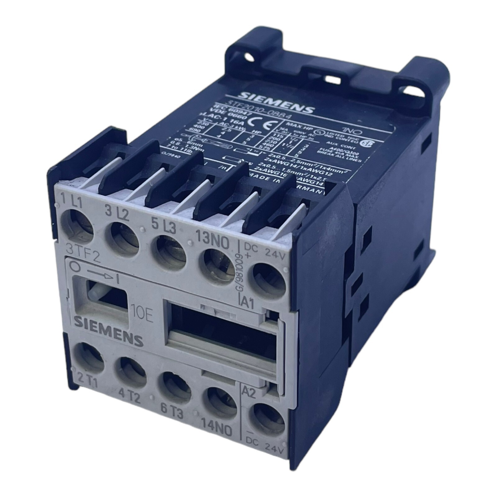 Siemens 3TF2010-0BB4 Power Contactor 3-Pole 9A 4 kW DC 24V 1-NO IEC 60947