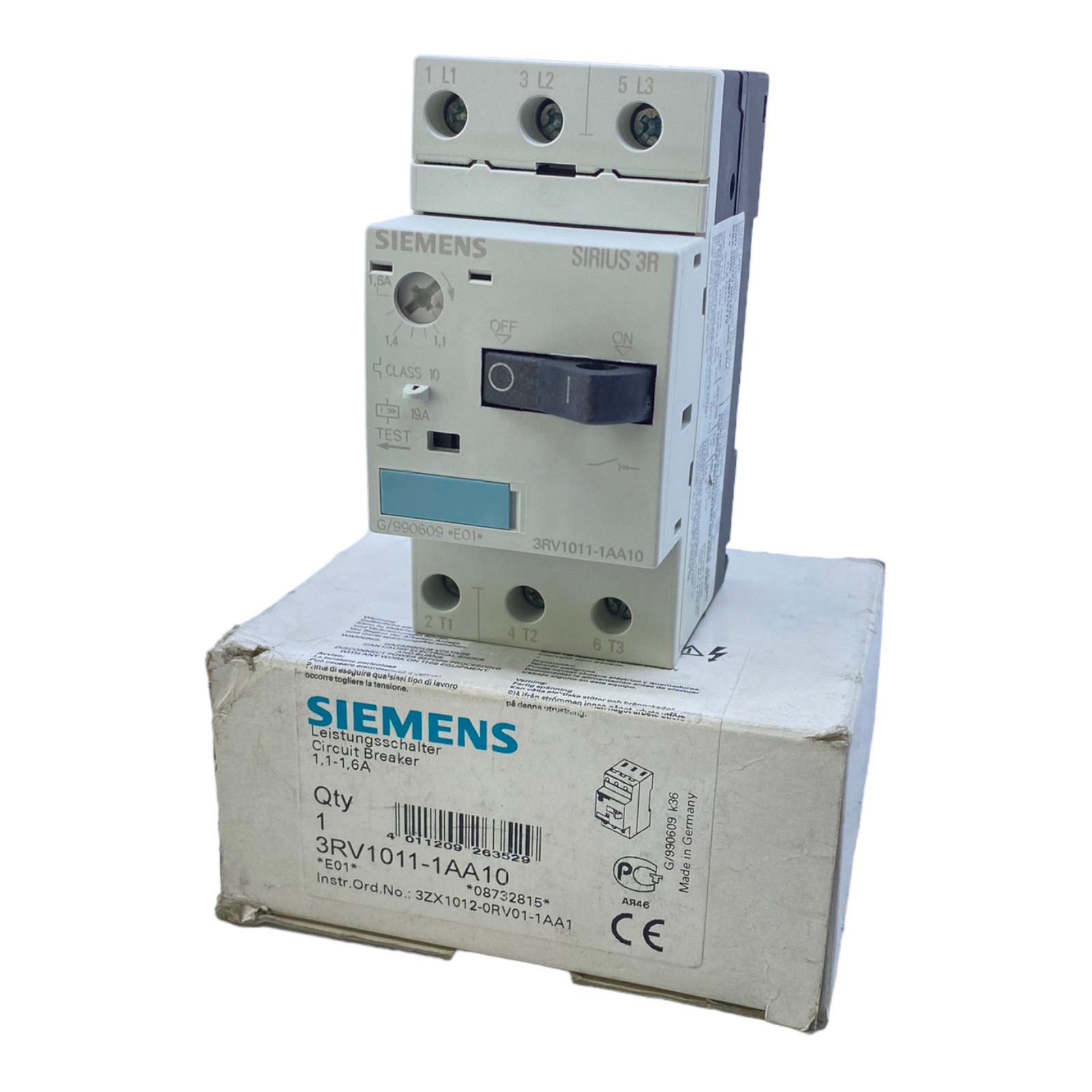 Siemens 3RV1011-1AA10 Circuit Breaker 1.1 - 1.6A 50/60Hz 400V